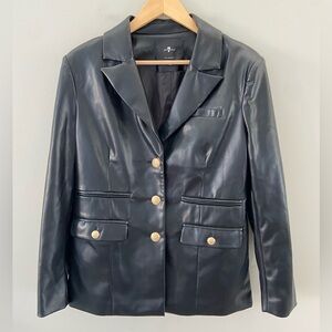 7 For All Mankind Biker core NWOT Faux Leather 3 Button Down Blazer Jacket